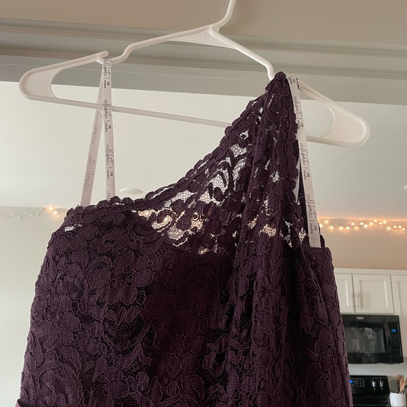 Long One Shoulder Lace Bridesmaid Dress - Picture 2 of 5